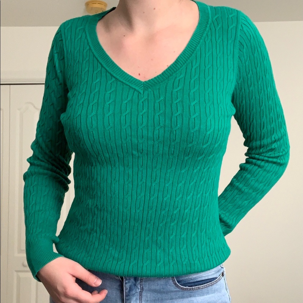 Talbots Knit V Neck Fitted Long Sleeve